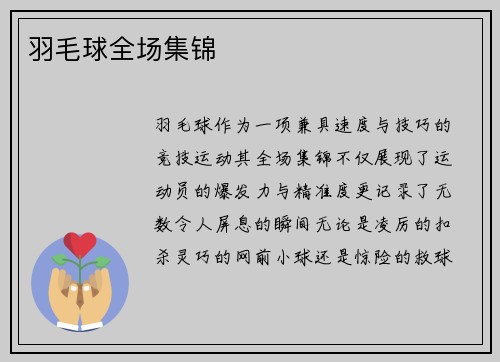 羽毛球全场集锦